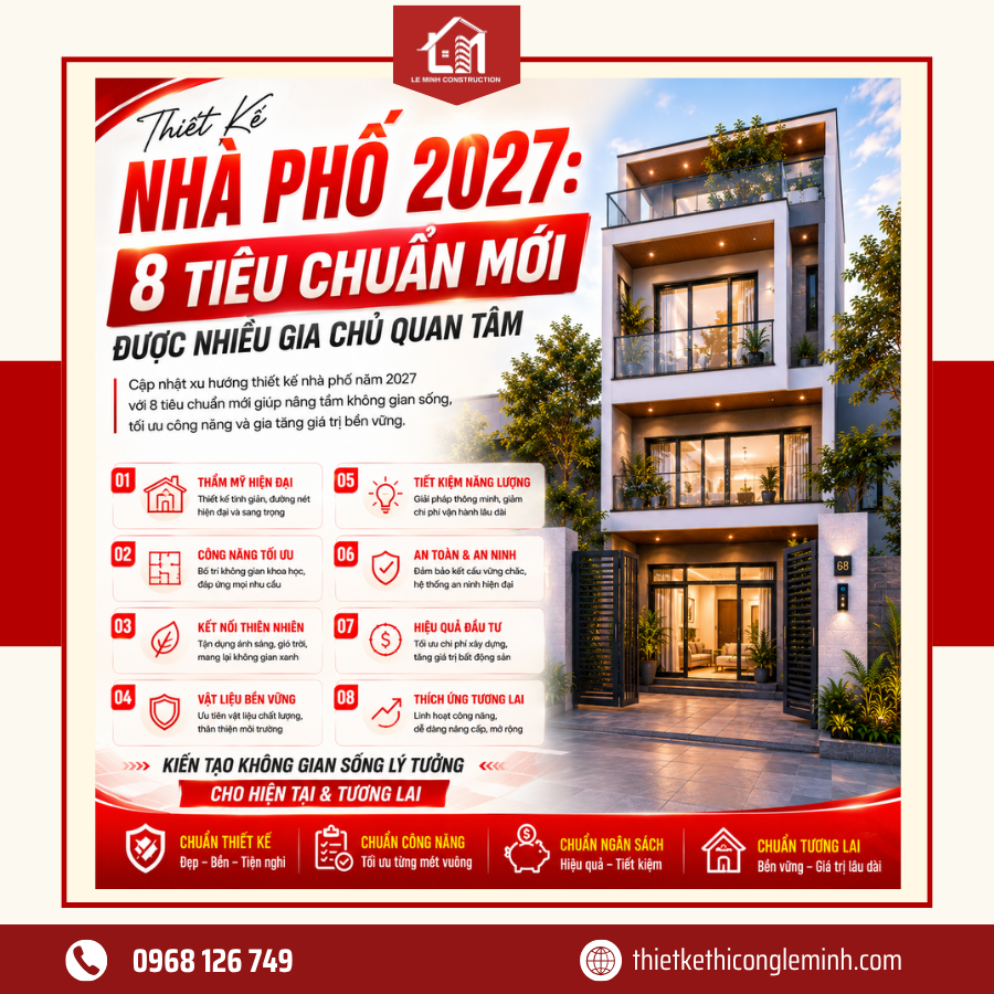 Thiết kế nhà phố 2027 hiện đại